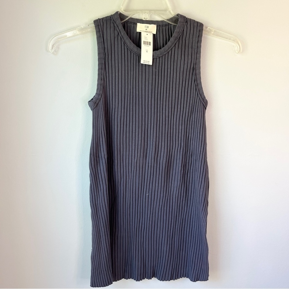 Anthropologie T.La Navy Ribbed Sleeveless Tank Tunic